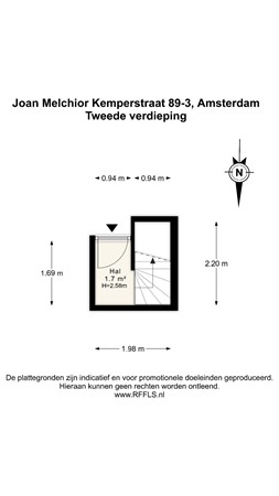 Floorplan - Joan Melchior Kemperstraat 89-3, 1051 TL Amsterdam